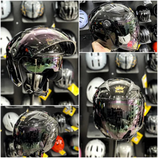 Mũ bảo hiểm 3/4 2 kính Royal M268 đen bóng cao cấp chính hãng, bảo hành 12 tháng