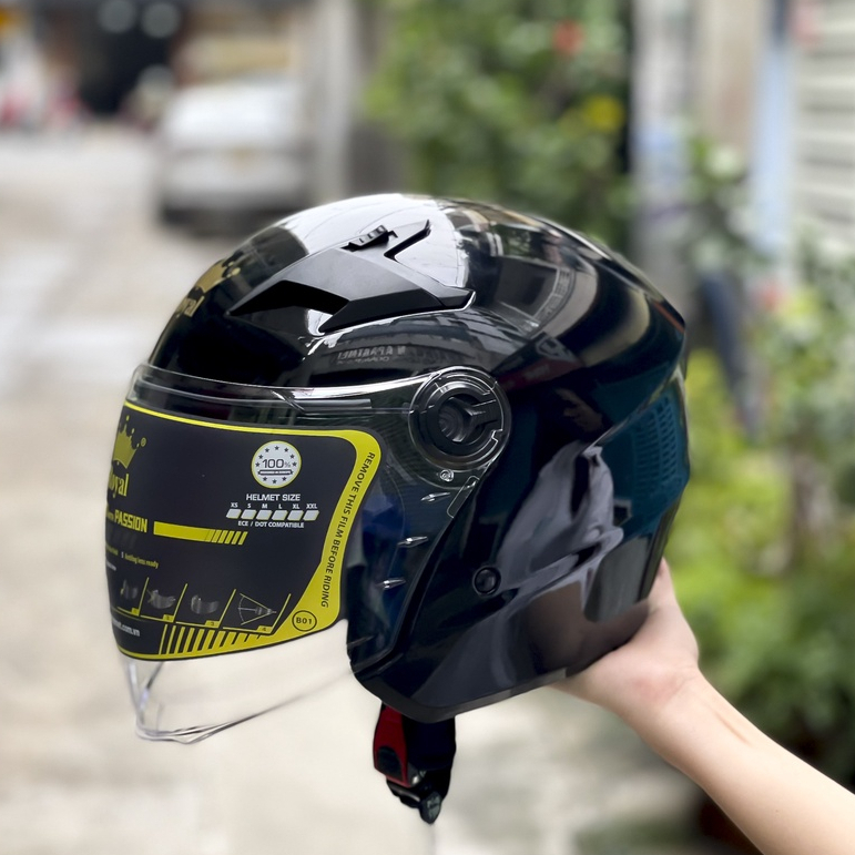 Mũ bảo hiểm 3/4 2 kính Royal M268 đen bóng cao cấp chính hãng, bảo hành 12 tháng