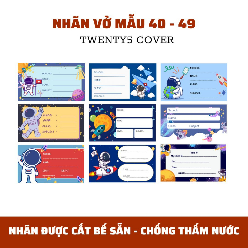 SET NHÃN VỞ THEO MẪU 40 -  49