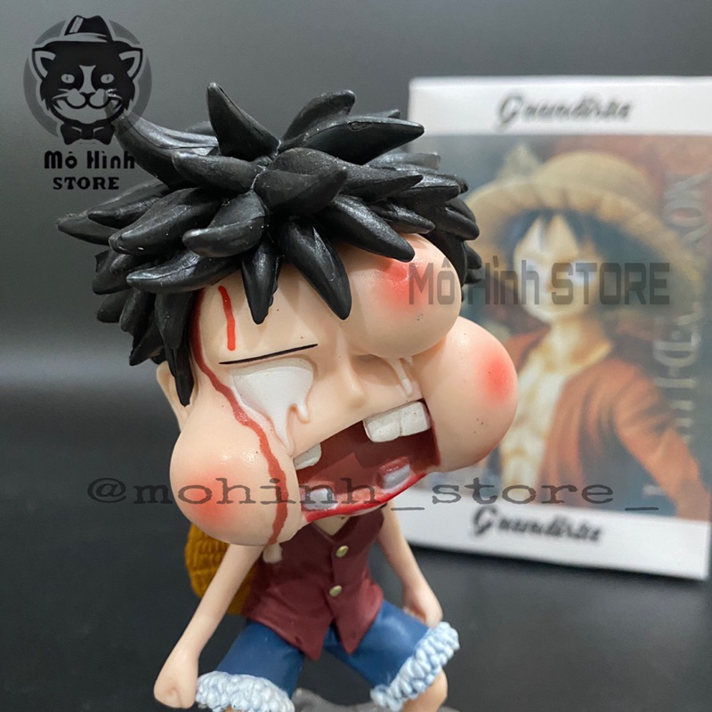 Mô hình One Piece Luffy ăn đấm sưng mặt cao 12cm