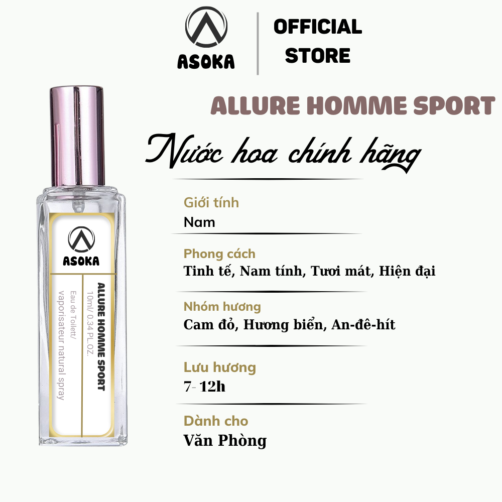 Nước hoa nam Chaɴᴇʟ Allure Homme Sport đẳng cấp phái mạnh độ lưu hương lâu chiết 10ml chính hãng Asoka Shop