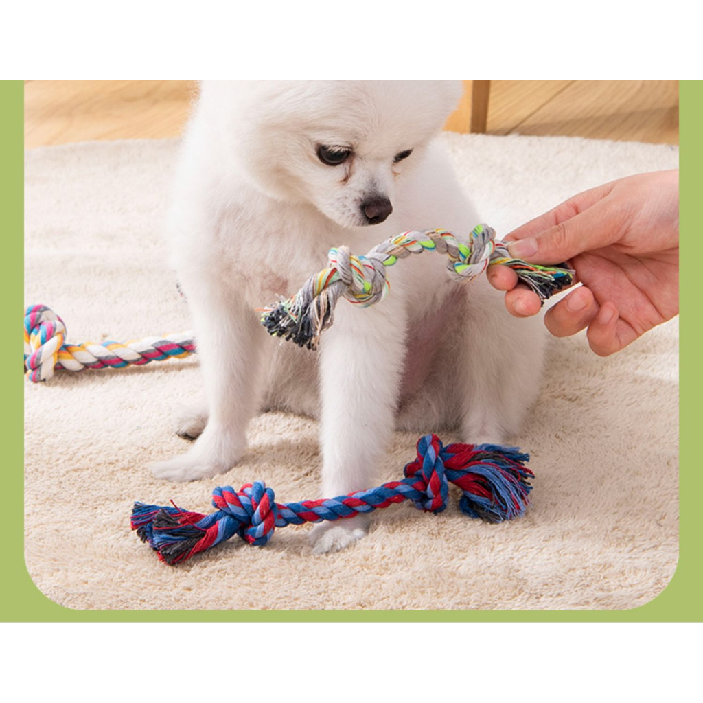 Dây bông bện xương cho Chó Con mọc Răng nhai,Đồ Chơi nhai gặm