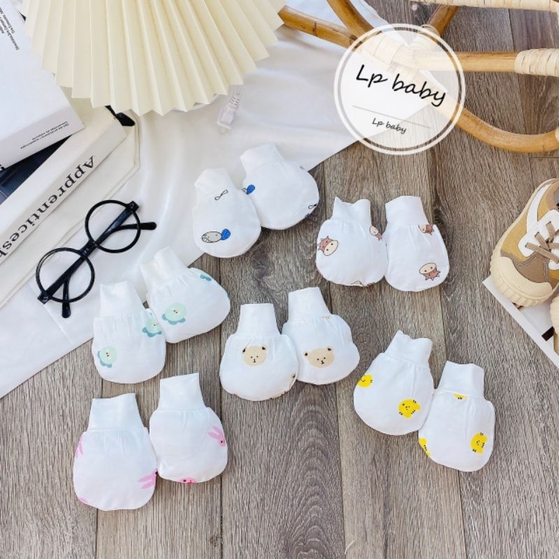 Sét 2 Đôi Bao Tay Sơ Sinh Chất Thun Lạnh Cho Bé