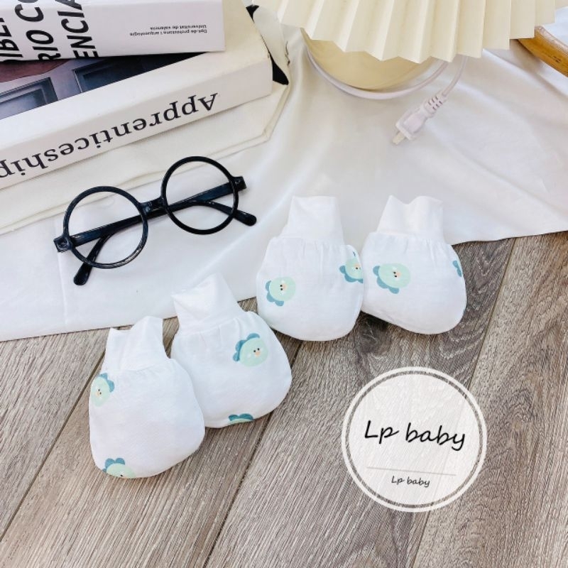 Sét 2 Đôi Bao Tay Sơ Sinh Chất Thun Lạnh Cho Bé