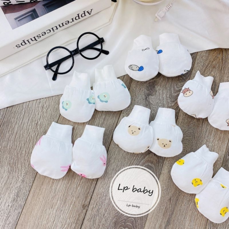 Sét 2 Đôi Bao Tay Sơ Sinh Chất Thun Lạnh Cho Bé
