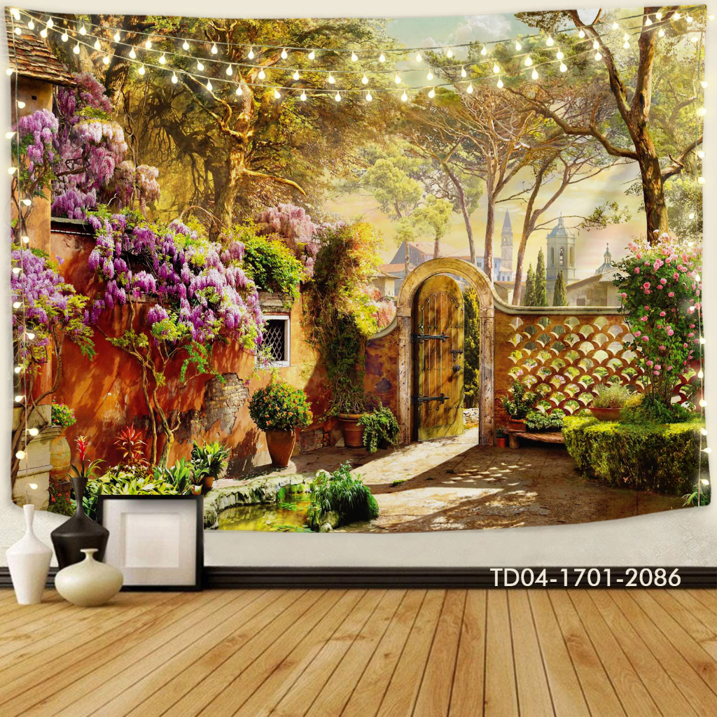 Tranh vải treo tường decor phòng khách, phòng ngủ, backdrop sự kiện Tặng kèm bộ móc treo