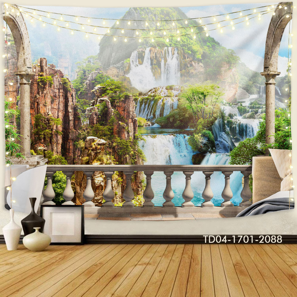 Tranh vải treo tường decor phòng khách, phòng ngủ, backdrop sự kiện Tặng kèm bộ móc treo