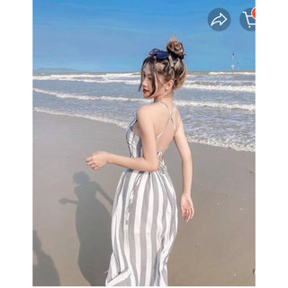 Đầm  xọc chất kate xẻ tà đan dây lưng có cup ngực thiết kế 2 dây trẻ trung xinh xoắn