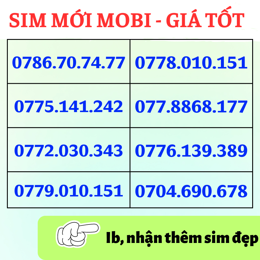 Sim Mobifone số đẹp Đầu 07, 0799, 0786 trả trước, Sim mobi hợp phong thủy, dễ nhớ [Đăng Kí Chính Chủ + Esim: Miễn Phí]