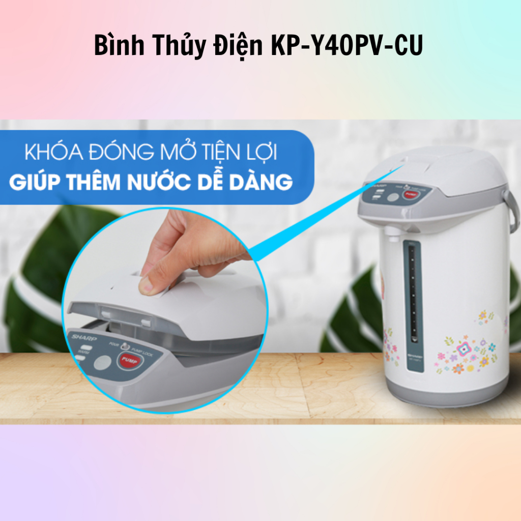 Bình Thủy Điện Sharp KP-Y40PV-CU/RD (4L) - Hàng Chính Hãng