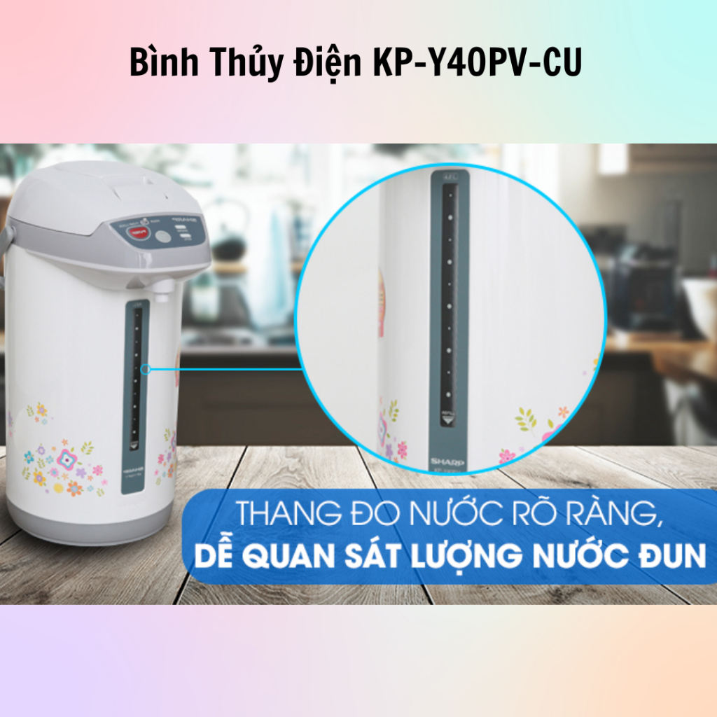 Bình Thủy Điện Sharp KP-Y40PV-CU/RD (4L) - Hàng Chính Hãng