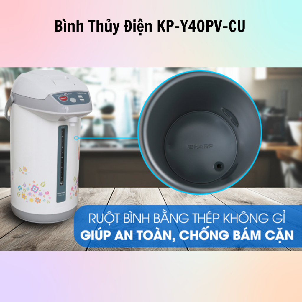 Bình Thủy Điện Sharp KP-Y40PV-CU/RD (4L) - Hàng Chính Hãng