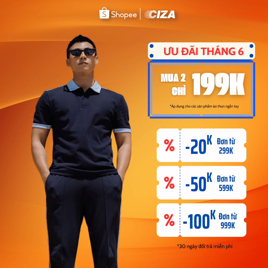 Áo thun polo ngắn cộc tay nam CIZA basic cổ bẻ vải cotton thanh lịch cao cấp trẻ trung màu navy APNS29