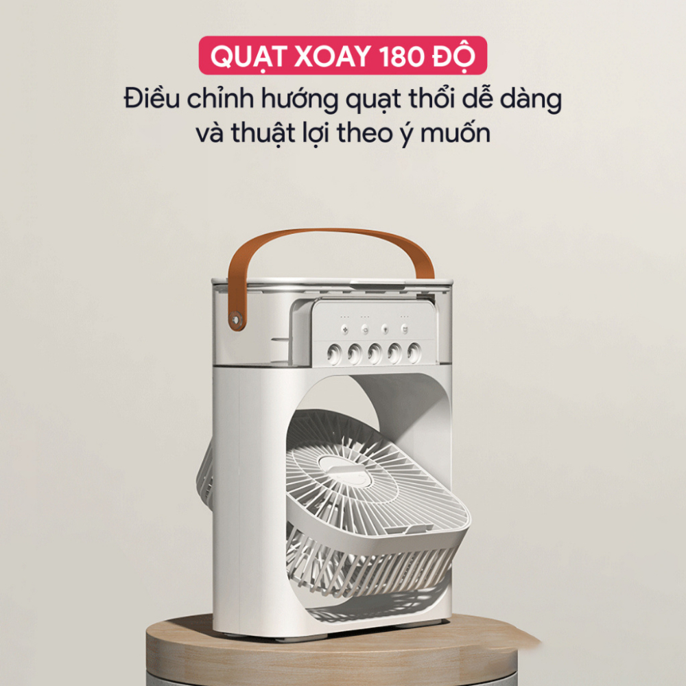 Quạt Điều Hòa Hơi Nước Mini 600ml Để Bàn 3 Chế Độ Phun Sương Tích Hợp Led, Chế Độ Hẹn Giờ Sử Dụng Cổng Sạc USB Tiện Dụng | BigBuy360 - bigbuy360.vn