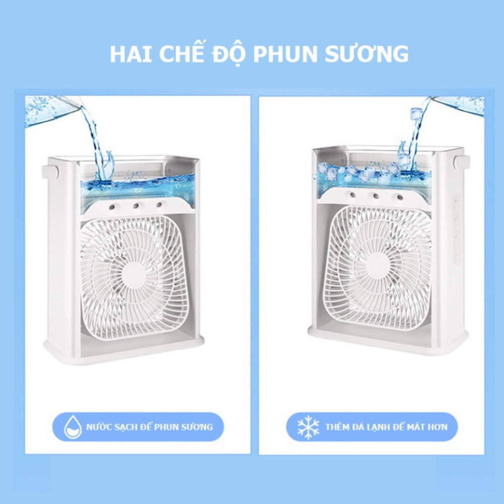 Quạt Điều Hòa Hơi Nước Mini 600ml Để Bàn 3 Chế Độ Phun Sương Tích Hợp Led, Chế Độ Hẹn Giờ Sử Dụng Cổng Sạc USB Tiện Dụng | BigBuy360 - bigbuy360.vn