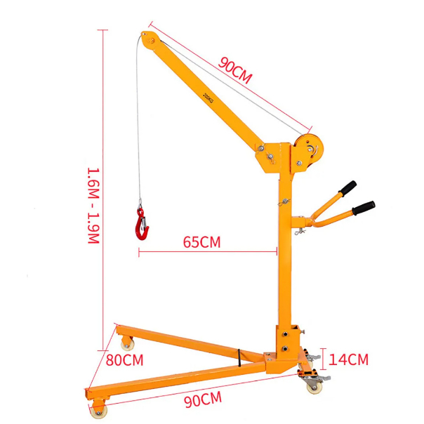 Cẩu mini tời quay tay 200kg, móc cẩu xoay dùng thay cho palang xích kéo tay, nâng hạ hàng hóa, vật nặng