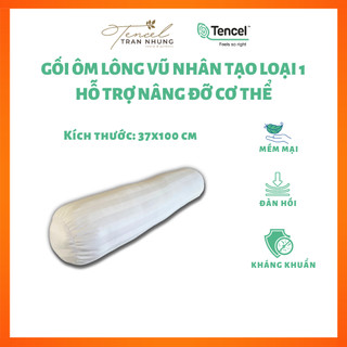 Ruột Gối Ôm Lông Vũ Nhân Tạo - Chống Mỏi Cổ Vai Gáy - Trần Nhung Tencel - 37x100 cm - Trắng [Sản Phẩm Hot Trend]