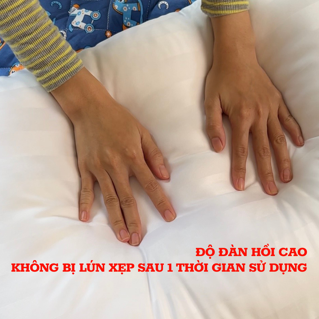 Ruột Gối Nằm Lông Vũ Nhân Tạo - Chống Mỏi Cổ Vai Gáy - Trần Nhung Tencel - 50x70 cm - Trắng