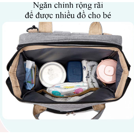 Balo Bỉm Sữa Cho Mẹ Và Bé 2in1, 3 Lớp Lót Cách Nhiệt Đựng Bình Sữa, Có Thể Kéo Ra Cho Bé Ngủ Khi Đi Du Lịch