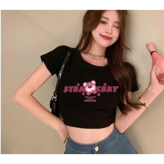 Áo croptop strawberry thun lạnh a5531