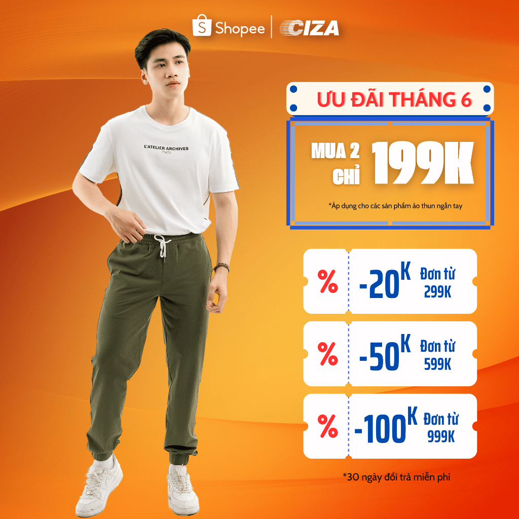 Quần jogger thể thao phối sọc nam CIZA  dáng rộng cao cấp trẻ trung size S M L XL màu green QGDR16