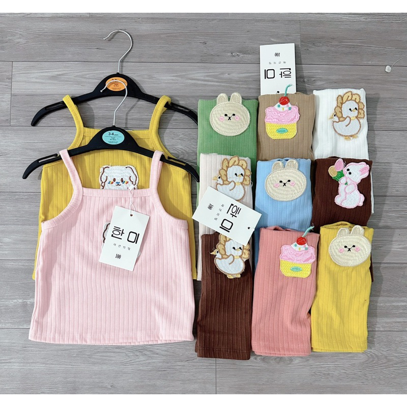 Set 3 áo 2 dây cho bé gái mẫu họa tiết kiểu trơn basic cực xinh, áo dây mặc nhà chất thun tăm mát mẻ đáng yêu mềm mịn