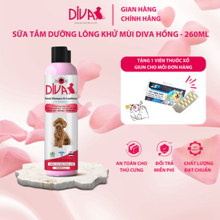 Sữa tắm chó dưỡng lông khử mùi diva hồng 260ml