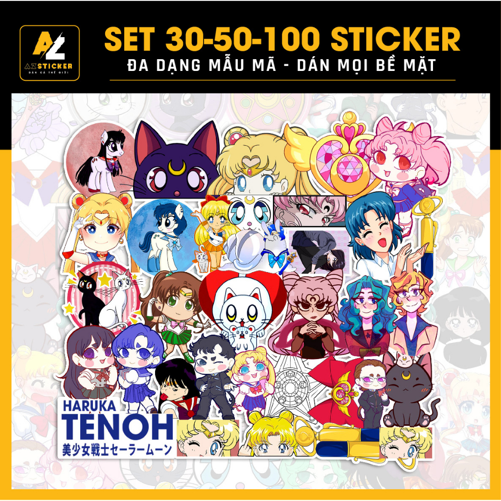 Sticker Sailor moon Dán Mũ Bảo Hiểm | STK262 | Nhãn Dán Laptop Cắt Sẵn Từng Hình Chống Nước