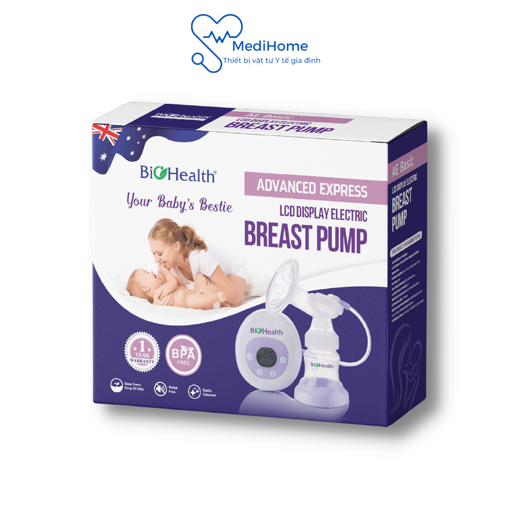 Máy hút sữa điện đơn Biohealth AE Basic chất liệu không BPA an toàn cho bé,  mát xa êm ái cho mẹ - MediHome