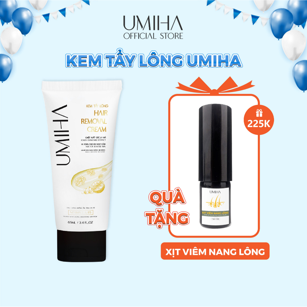 Kem tẩy lông Cúc La Mã UMIHA (65ml) - Dùng tẩy lông bikini, lông nách, chân tay, an toàn da nhạy cảm