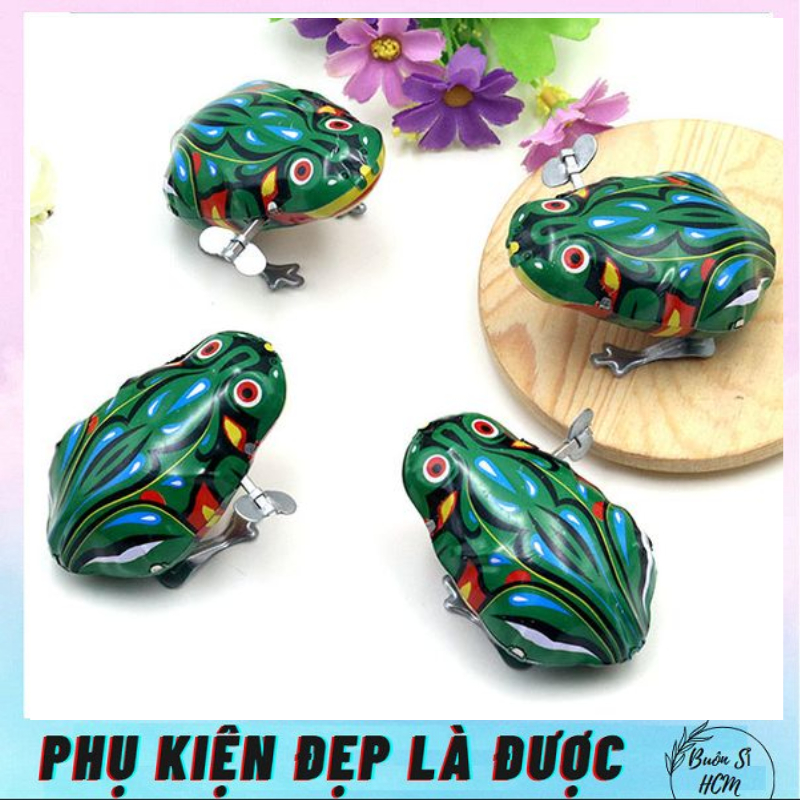 Đồ chơi dây con hình chú ếch xanh, đồ chơi thư giãn giải trí, cách chơi đơn giản chỉ cần vặn dây cót cho chú ếch tự nhảy