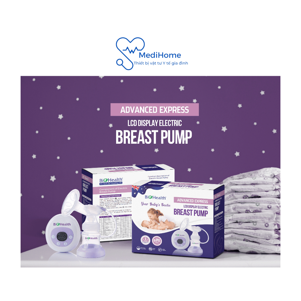 Máy hút sữa điện đơn Biohealth AE Basic chất liệu không BPA an toàn cho bé,  mát xa êm ái cho mẹ - MediHome
