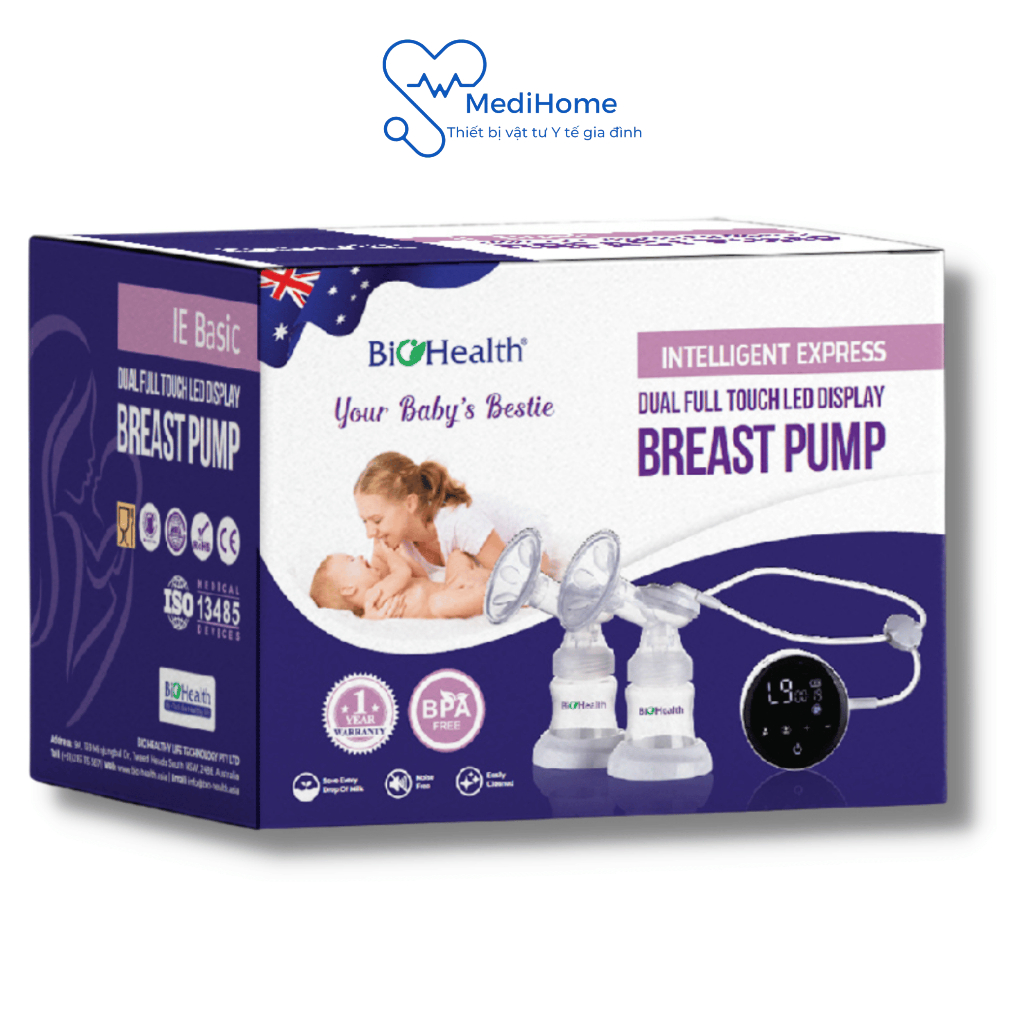 Máy hút sữa điện đôi Biohealth IE Basic chế độ hút luân phiên mát xa tạo cảm giác thoải mái cho các mẹ - MediHome
