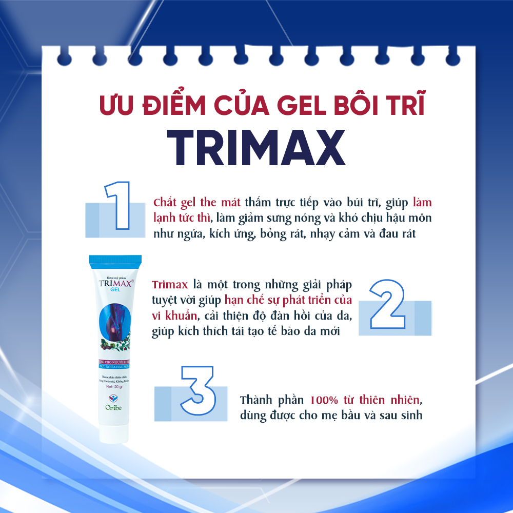 Gel Bôi Trĩ Trimax Dan Khang Giúp Giảm Đau Rát Co Búi Trĩ - Tuýp 20g