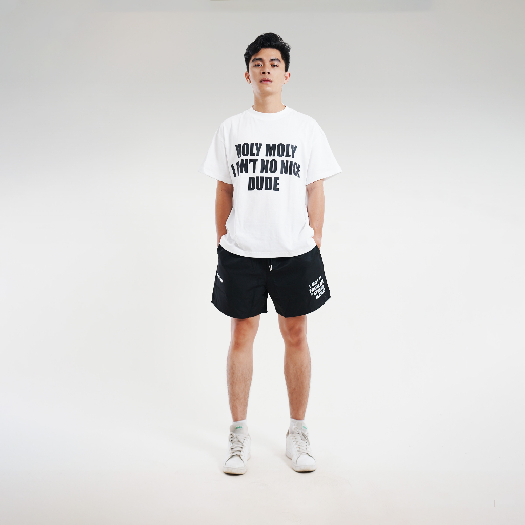 Stressmama Baddie Boxy T-Shirt - White màu trắng chất liệu Cotton vải dày 230 GSM thoáng mát in lụa thủ công Local Brand