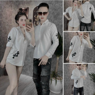 Áo sơ mi tay dài Nam Nữ chất vải Kate lụa sang trọng icon thánh giá độc lạ 777HKsomi462 462