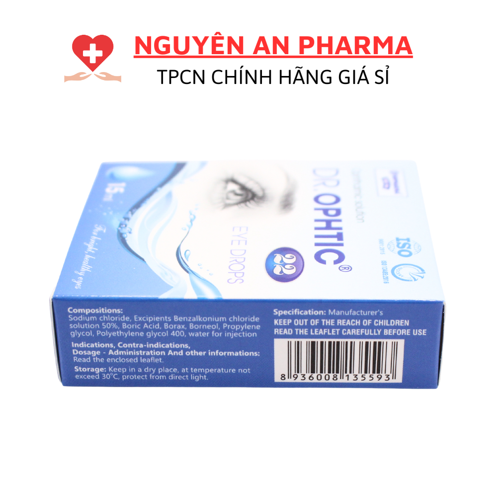 DUNG DỊCH NHỎ MẮT DR.OPHTIC - Giúp Đôi Mắt Sáng khoẻ, giảm mỏi mắt, làm sạch mắt tự nhiên, nước mắt nhân ạo -