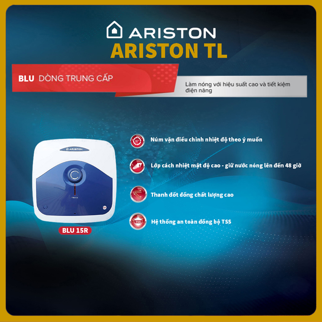 Máy Nước Nóng 30 Lit Ariston BLU 30 - 2.5 FE (2500W) - Hàng Chính Hãng