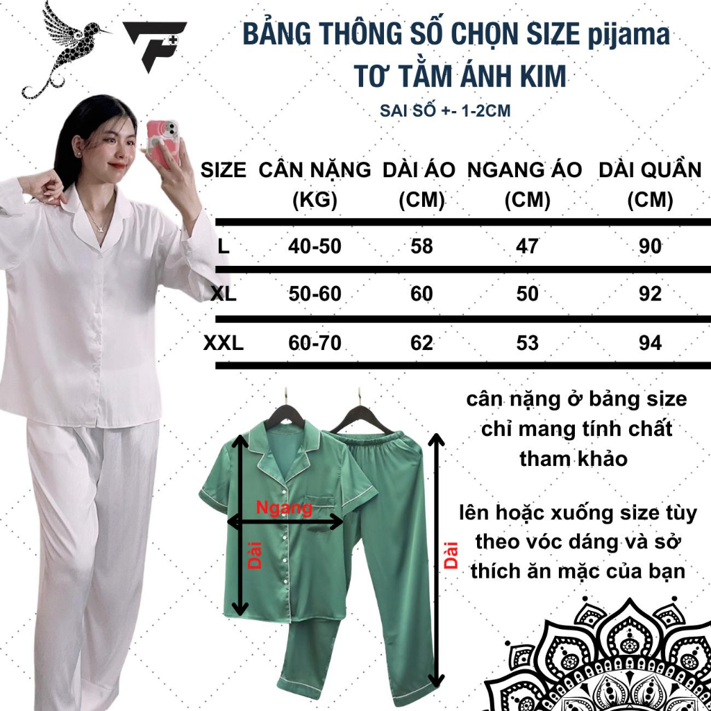 Bộ pijama Tơ Tằm Ánh Kim N10 in hình cute set đồ tay ngắn mặc nhà FPLUS