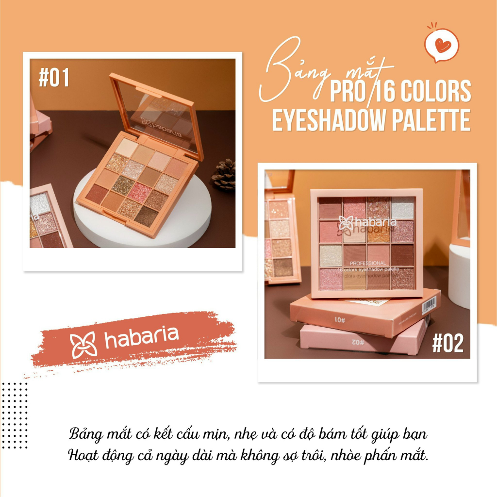 Bảng Phấn Mắt 16 Ô Habaria Pro 16 Colors Eyeshadow Palette
