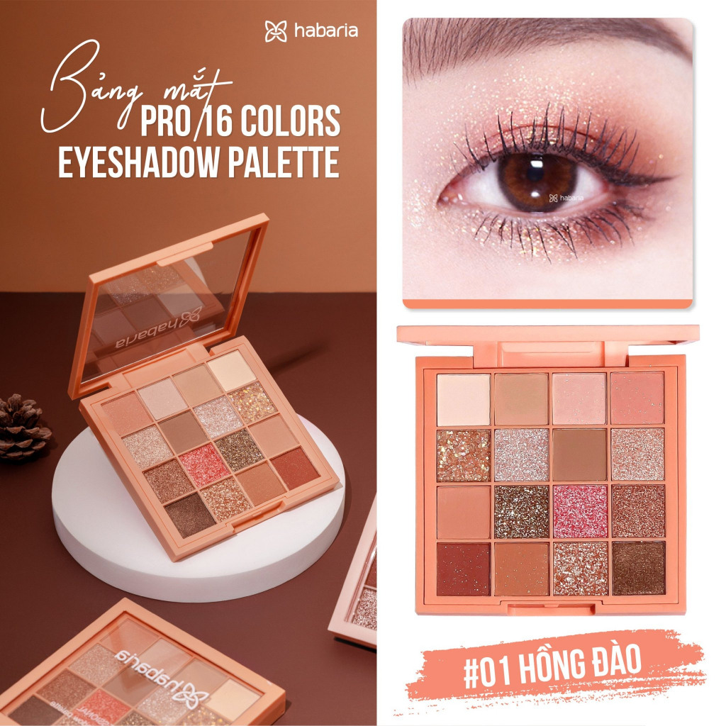 Bảng Phấn Mắt 16 Ô Habaria Pro 16 Colors Eyeshadow Palette
