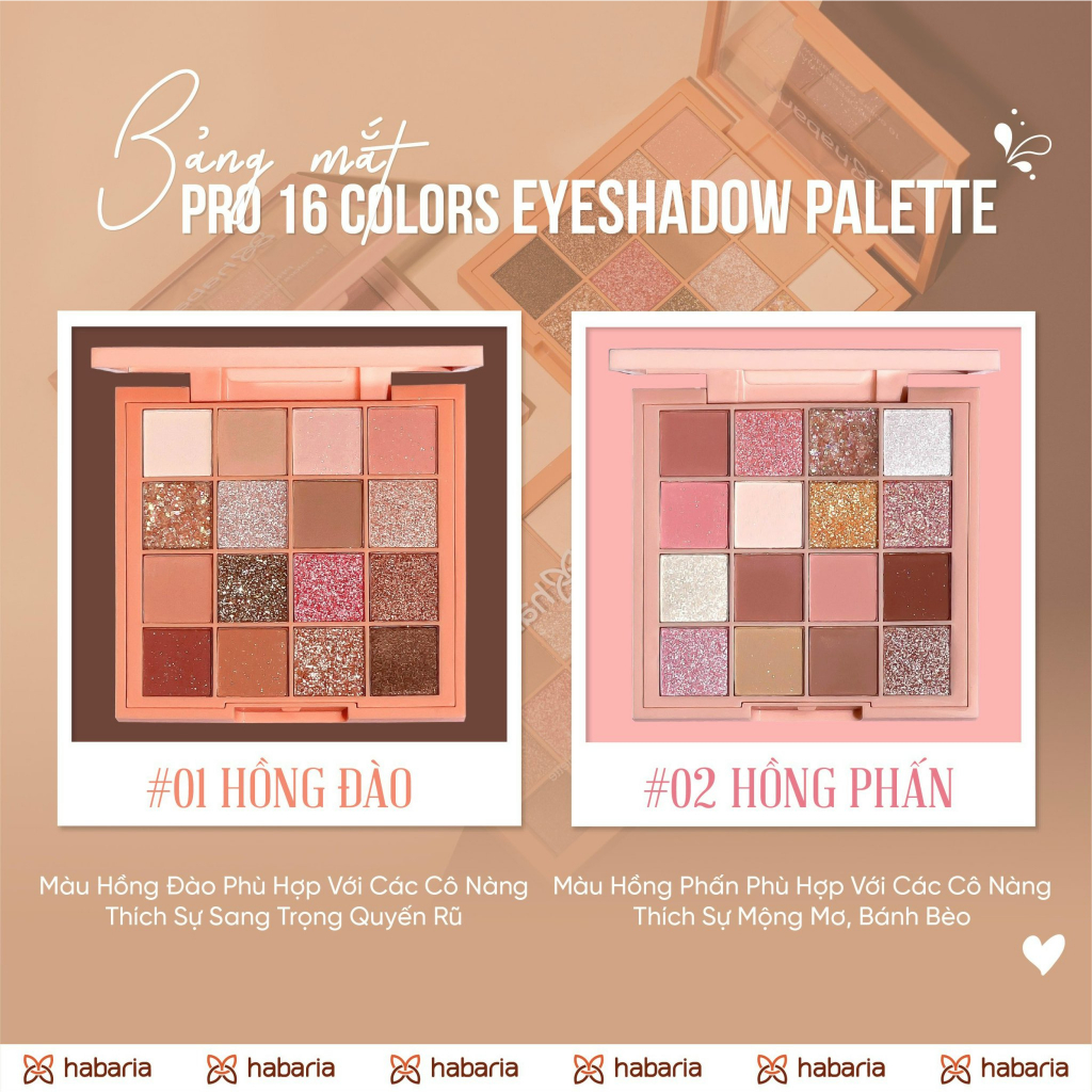 Bảng Phấn Mắt 16 Ô Habaria Pro 16 Colors Eyeshadow Palette