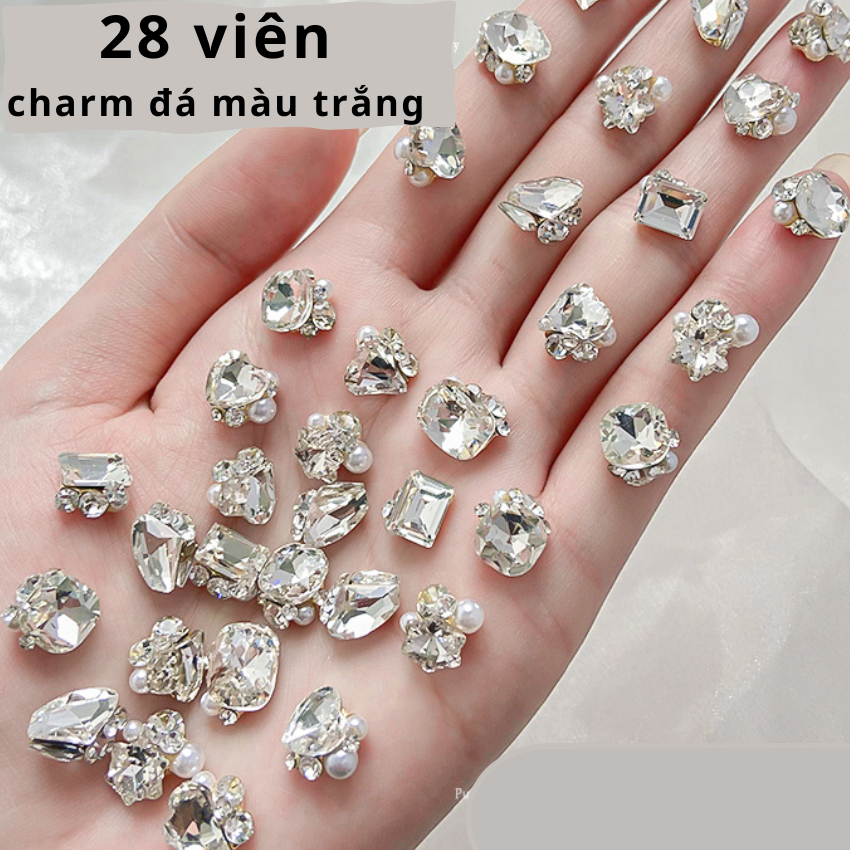 Set 28 viên đá khối chùm gắn nails charm đá cao cấp đính móng ANGELICA SMDC28v