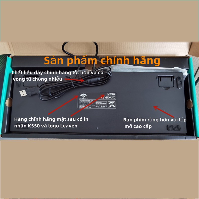 bàn phím máy tính cơ LED RGB leaven k550 PRO 87 phím gaming chơi game cực tốt - bảo hành 24 tháng