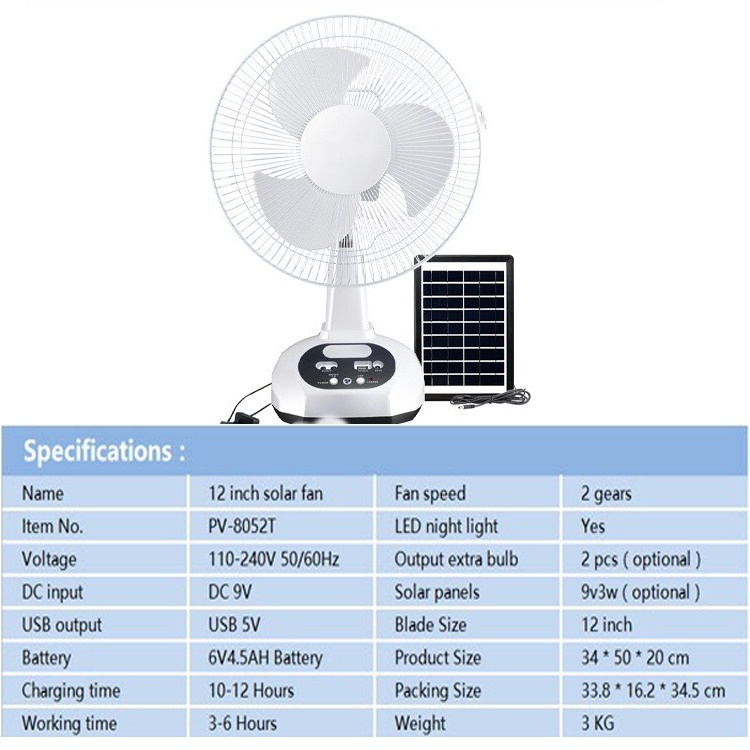 Quạt tích điện sạc năng lượng mặt trời sạc điện quạt để bàn để sàn tích hợp cổng sạc điện thoại mất điện không lo nóng | BigBuy360 - bigbuy360.vn