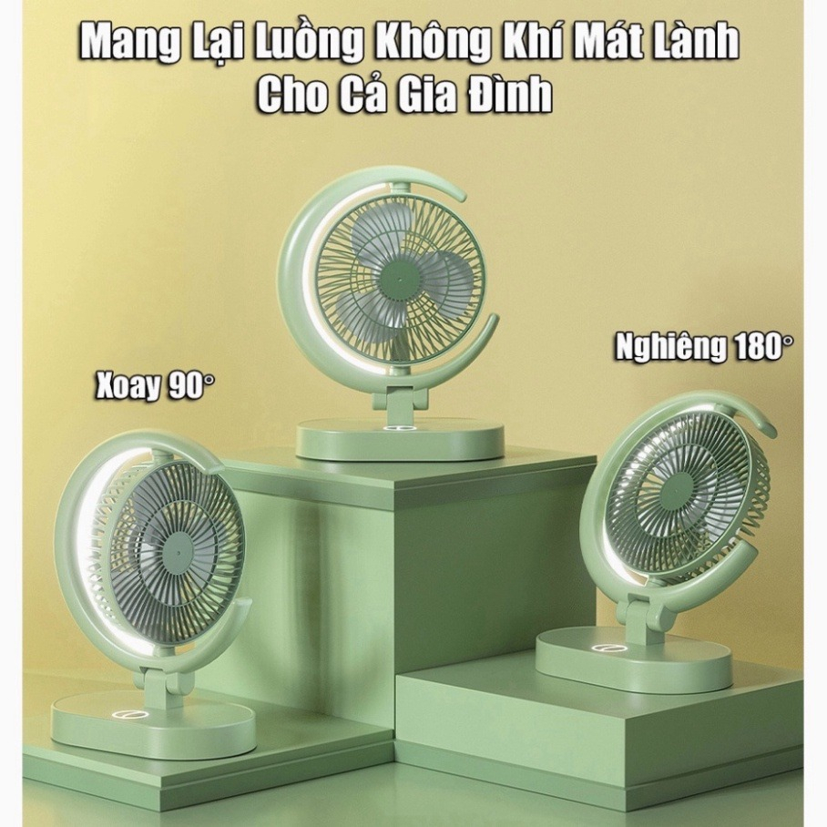 Quạt Để Bàn Tích Điện Mini 4 Cấp Độ Gió, Kèm đèn | BigBuy360 - bigbuy360.vn