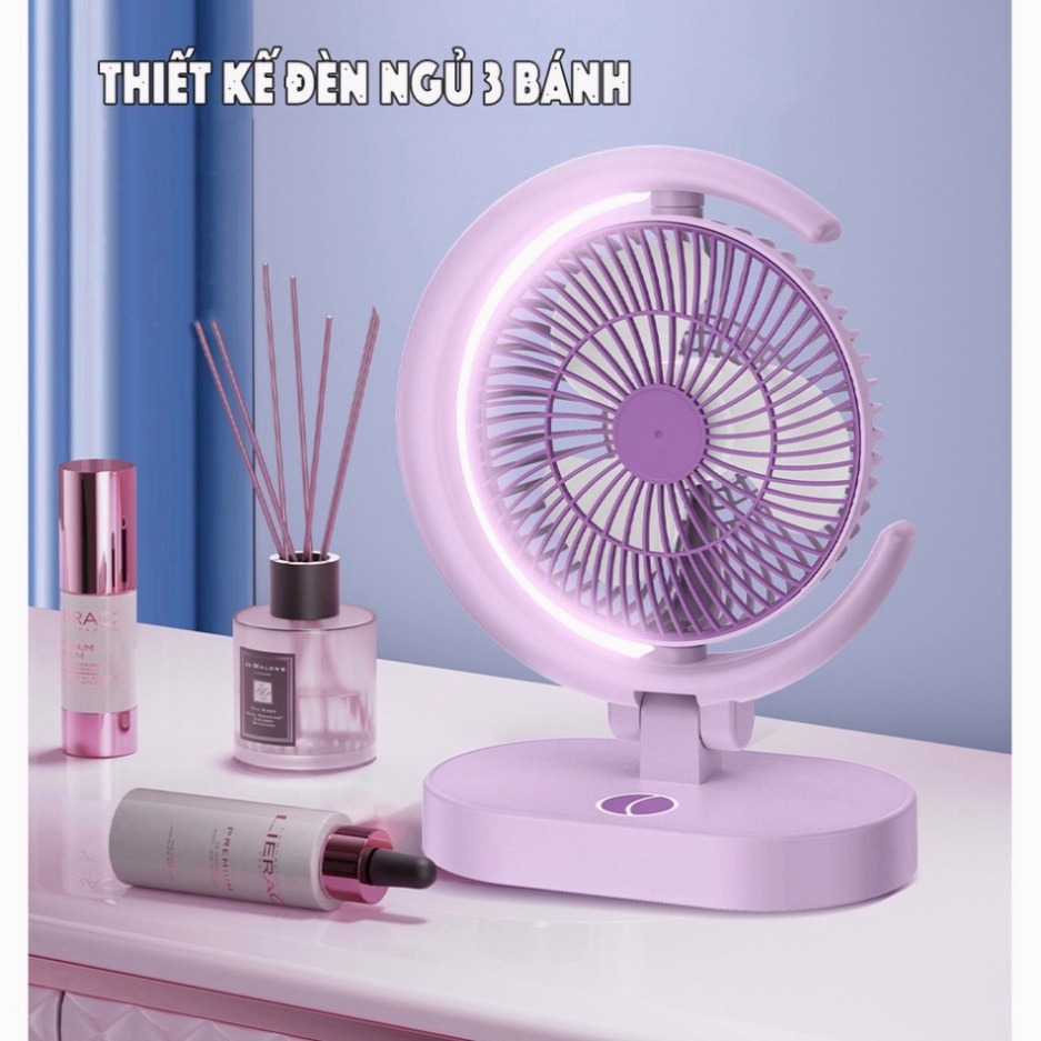 Quạt Để Bàn Tích Điện Mini 4 Cấp Độ Gió, Kèm đèn | BigBuy360 - bigbuy360.vn
