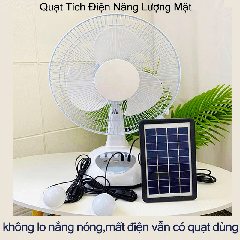 Quạt tích điện sạc năng lượng mặt trời sạc điện quạt để bàn để sàn tích hợp cổng sạc điện thoại mất điện không lo nóng | BigBuy360 - bigbuy360.vn