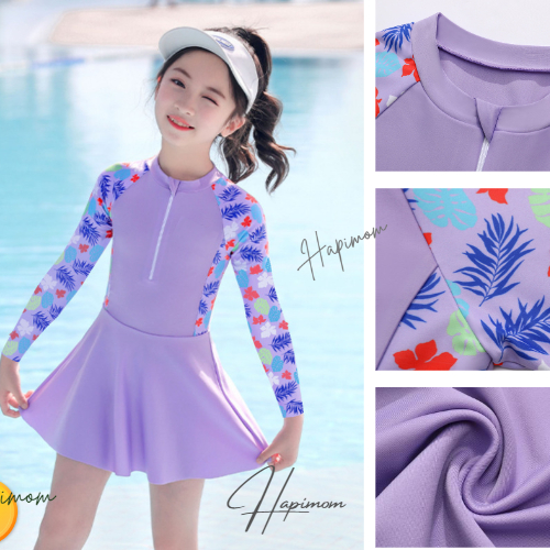Bộ váy bơi dài tay cho bé gái  - Bộ bơi dài tay bé gái chống nắng