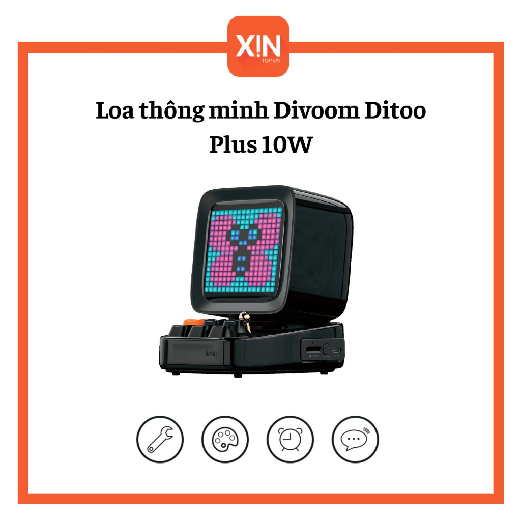 Loa thông minh Divoom Ditoo Plus 10W - Hình dáng máy tính cổ, màn hình LED 256 Full RGB